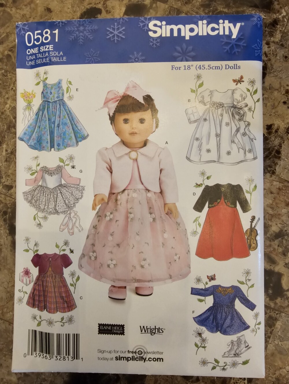 UNCUT Simplicity Crafts Pattern 0581 Doll Clothes For 18" Dolls New Old Stock